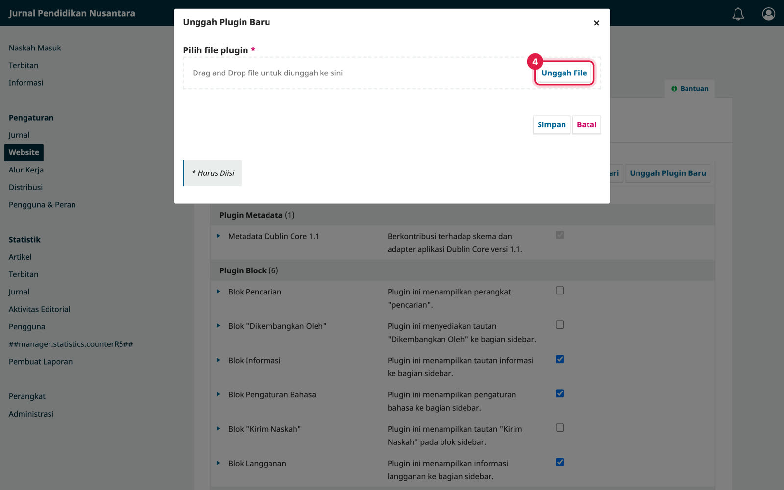 Jendela Unggah Plugin Baru dengan tombol Unggah File ditandai