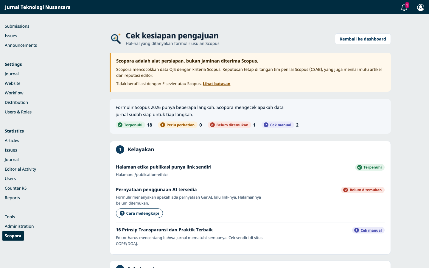 Scopora - Cek kesiapan pengajuan ke Scopus